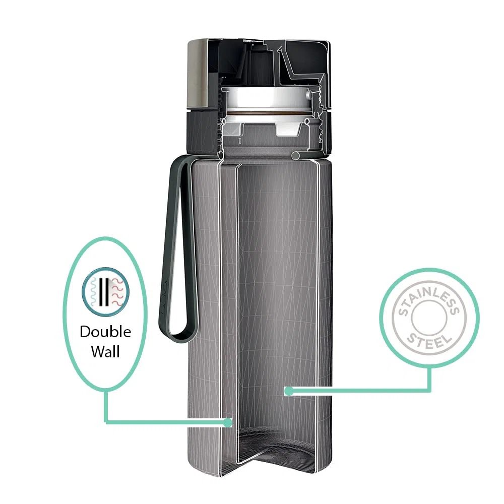 Bottiglia Filtro Acqua LAICA, myLAICA Caraffa Filtrante in Acciaio Inox - Include 1 Cartuccia Filtro Acqua FAST DISC 30 Giorni, per Acqua dal Gusto Ottimo