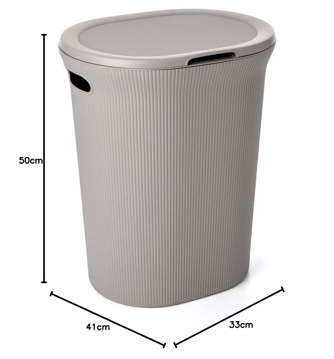 Tatay Cesto Biancheria Sporca Baobab, 40L dI Capacità, Polipropilene, Senza BPA, con Coperchio, Tortora, Dimensione: 41 x 33 x 50 cm
