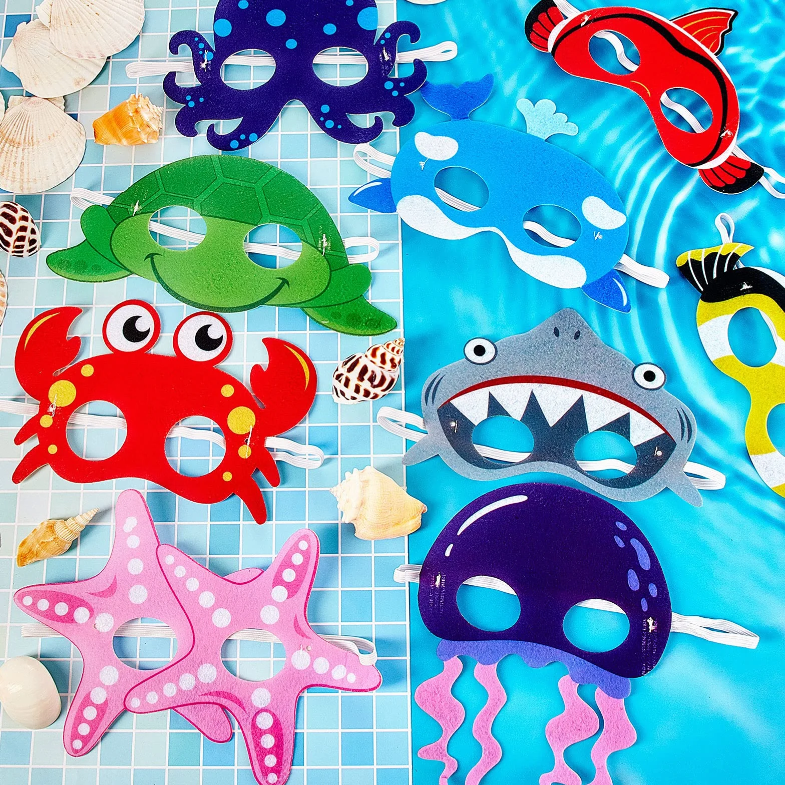 Sumind Maschere in Feltro per Animali dell'Oceano Maschere di Animali Marini Maschere da Travestimento per Compleanno Under The Ocean