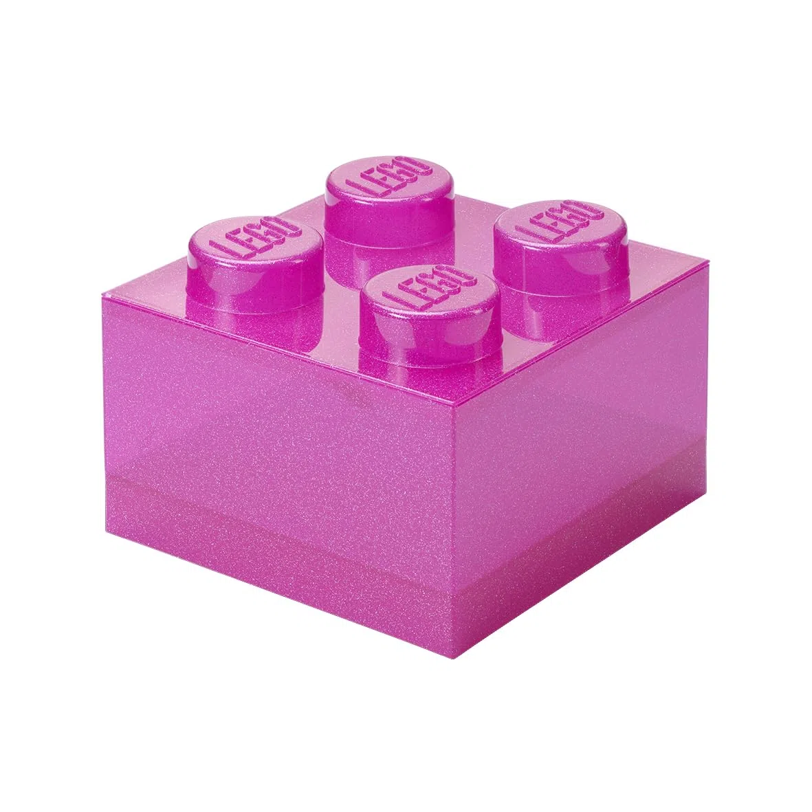 Room Copenhagen LEGO Storage Brick - Scatola portaoggetti in plastica con 4 pomelli glitterati, impilabile, con coperchio, per bambini e adulti, organizer da scrivania e scatola dei giocattoli,