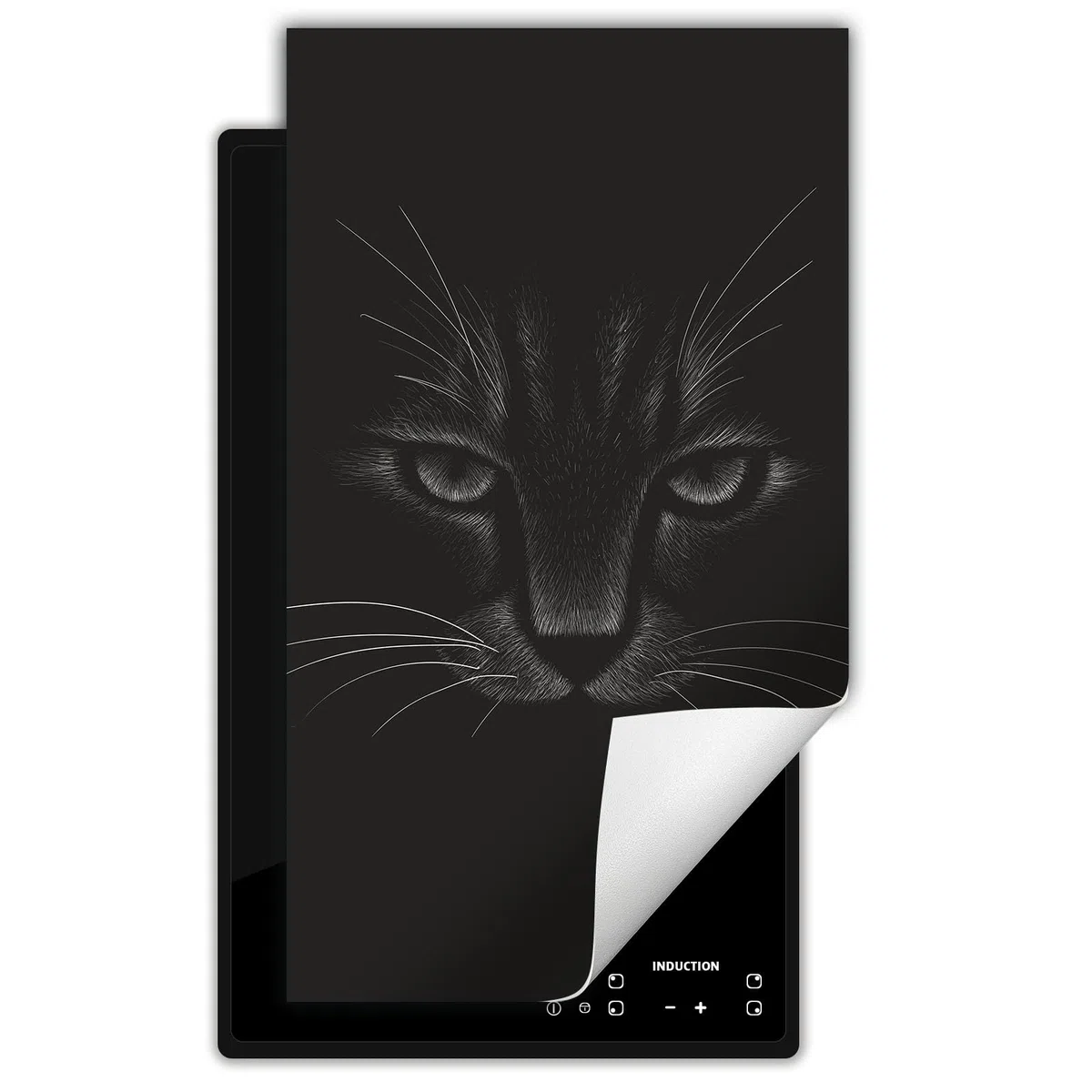 Copertura Tappetino Piano Induzione 30x52 cm Cucina Coprifornelli Protezione per Piano Induzione - nero - gatto