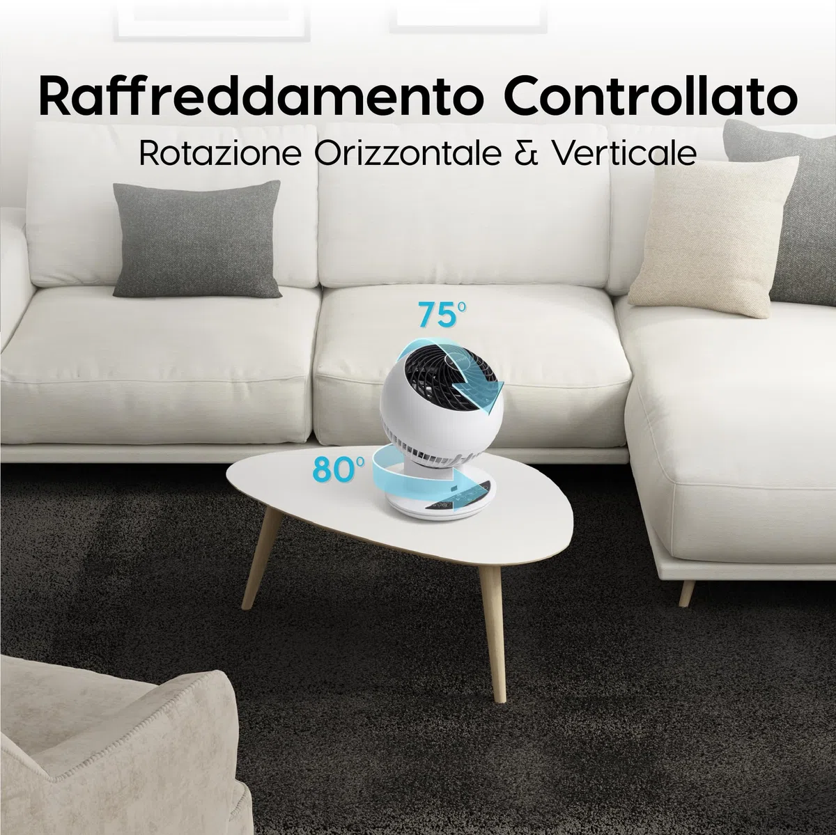 Iris Ohyama Woozoo, 30m², Ventilatore da Tavolo, Ufficio Fan, Bianco, Telecomando, Silenzioso, Oscillazione, Per Camera, Soggiorno, Cucina, Circolatore d'Aria, Raffreddamento, Potente, PCF-SC15T