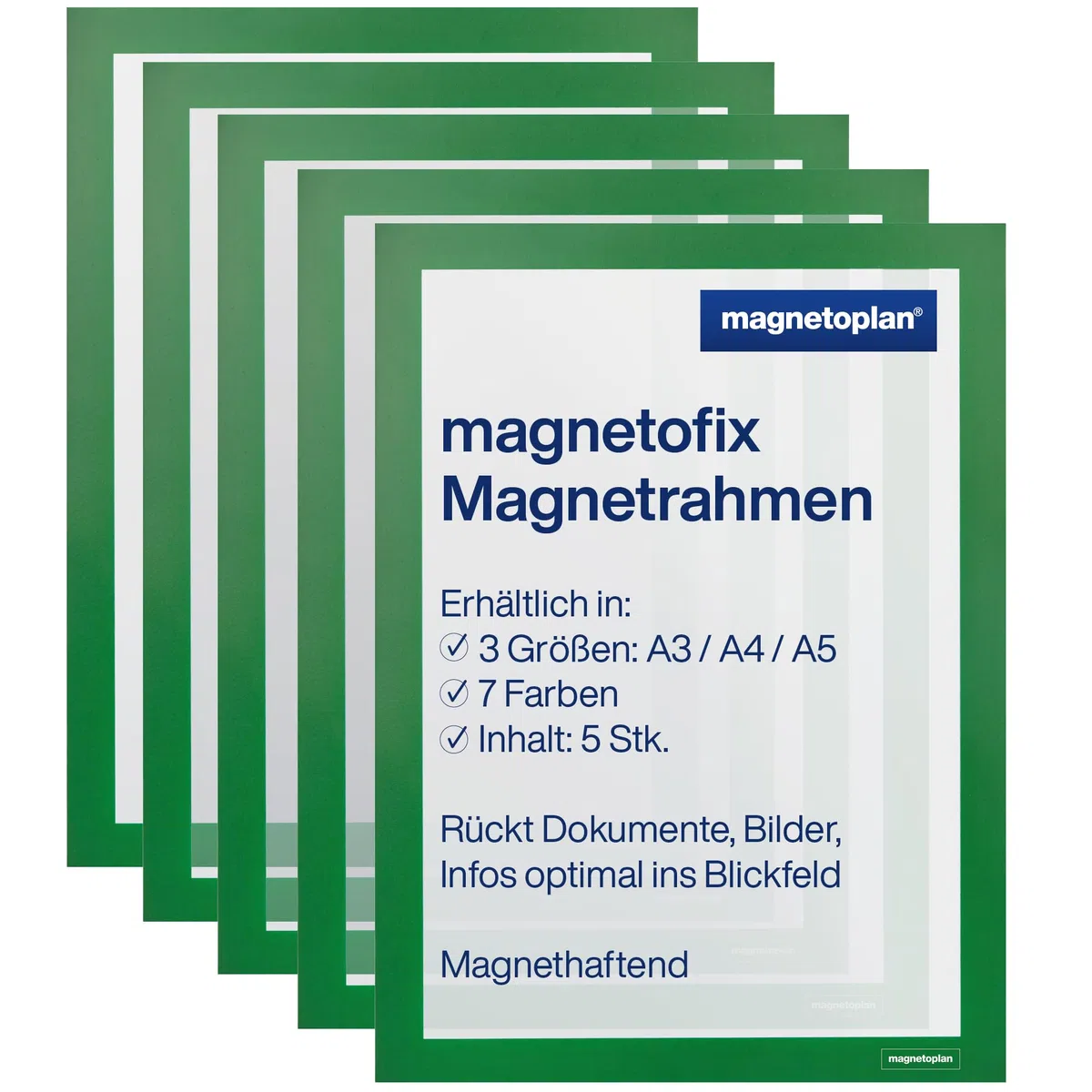 magnetoplan Finestra magnetofix | formato DIN A4 | VE 5 pezzi | cornice verde