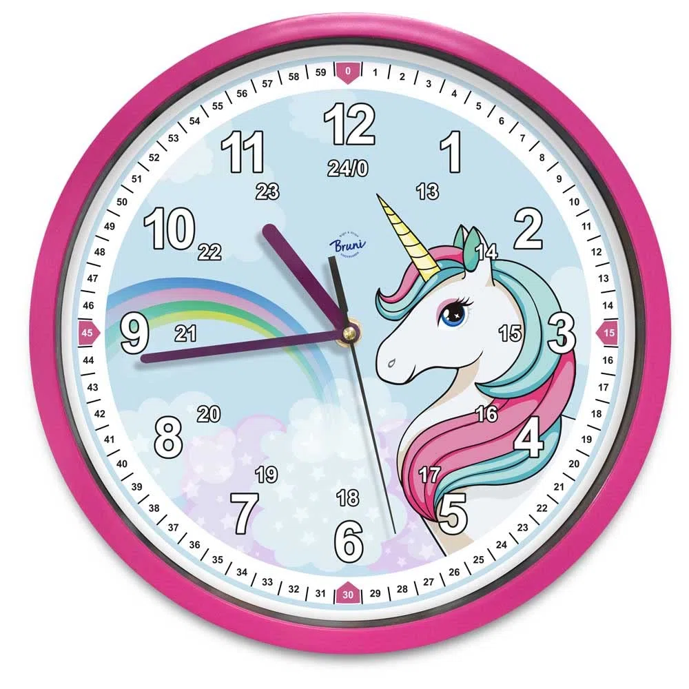 Orologio da parete per bambini con unicorno, silenzioso, ideale per ragazze e ragazzi, silenzioso, senza ticchettio