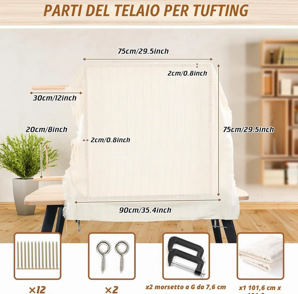 BESGEER Cornice Tappeti di Legno da 75cm x 75cm(29,5 x 29,5") Strumenti per la Realizzazione di Tappeti con Pistola Tufting