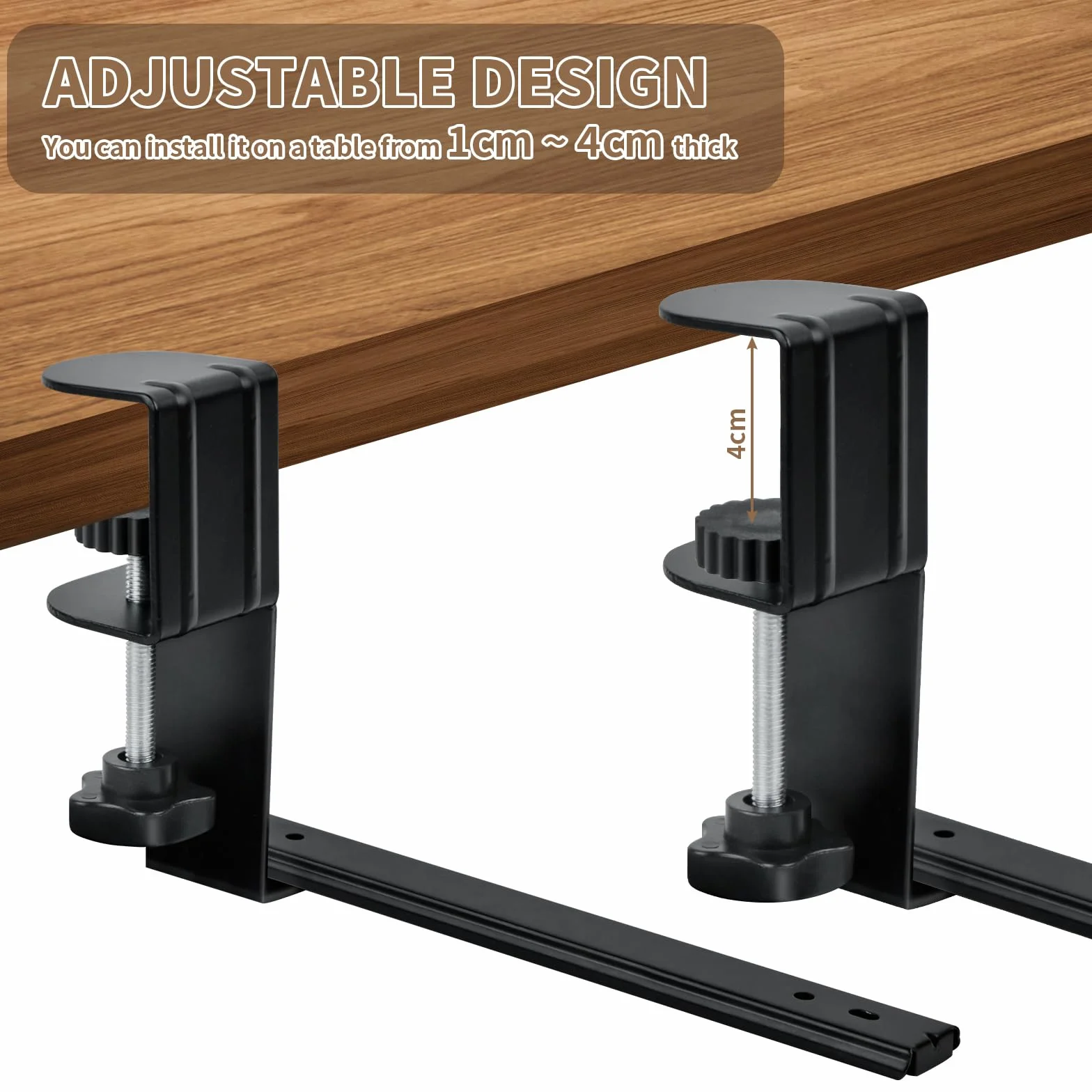 Porta Tastiera Estraibile, Supporto Tastiera Pc con Morsetto C di Grandi Dimensioni, Vassoio per Tastiera Allungabile e Silenzioso per L'Ufficio, 235mm X 140mm (Nero)
