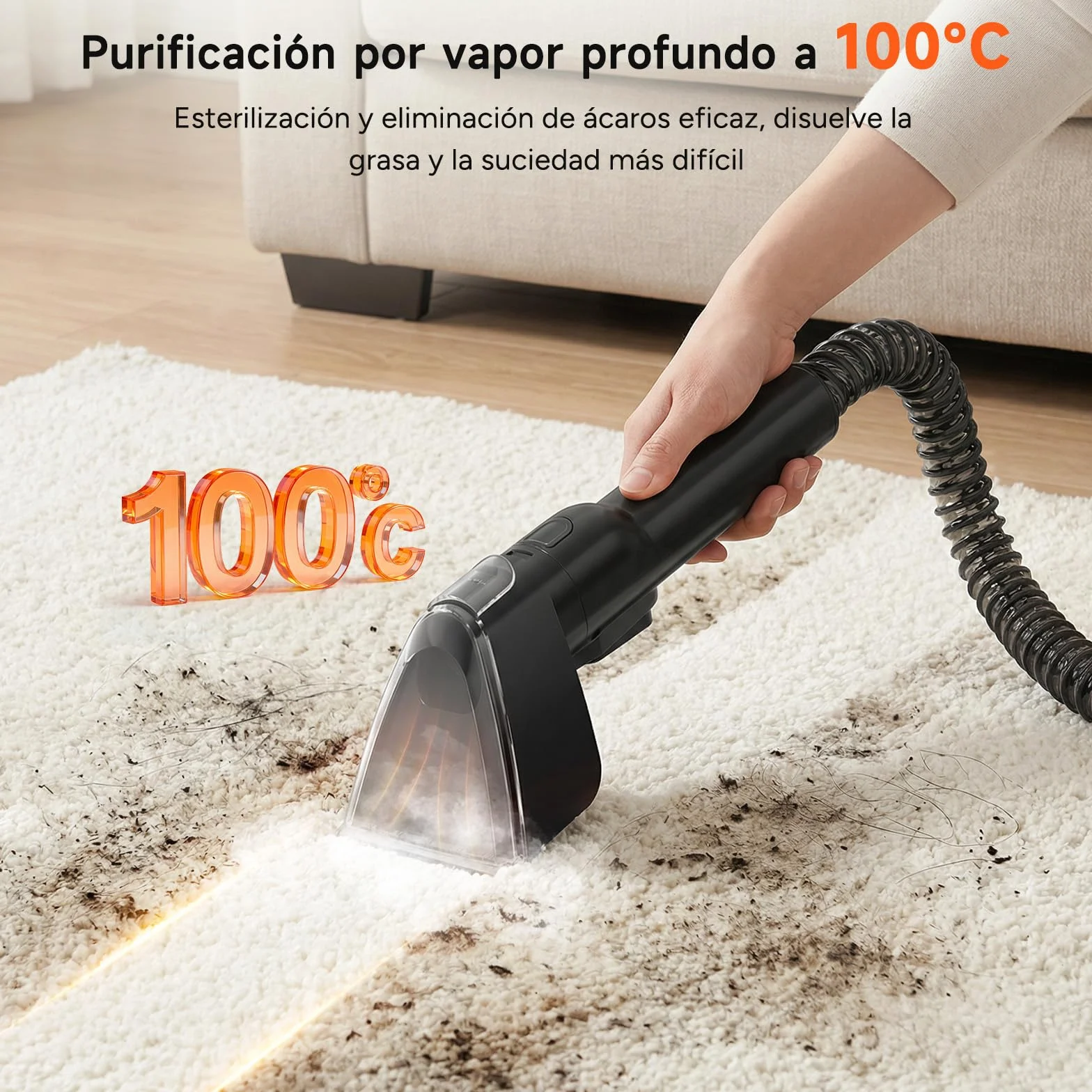 WOOX Lavatappeti e Divani Lava e Asciuga, Lavatappezzeria a Vapore e Espira 15Kpa ad alta potenza con accessori esclusivi Pulitore a vapore 2 in 1 per tessuti, auto, macchie, casa