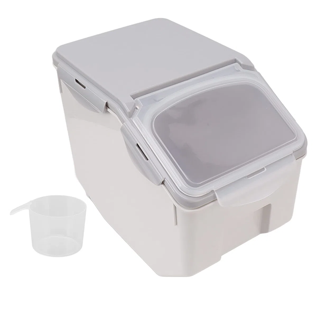 Contenitore per Riso con Misurino Chiusura Ermatica Organizzatore Design Salvaspazio (Grigio 10KG)