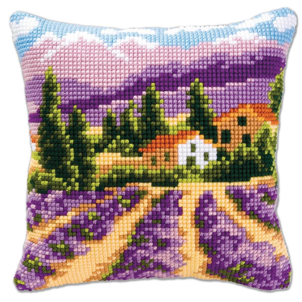 VERVACO Kit Cuscino Punto Croce PROVENZA Set Ricamo Principianti Cuscini Gobelin Decorativi ca. 40 x 40 cm Accessori per Lavoretti Creativi DIY Casa Decor Hobby Adulti Cross Stitch
