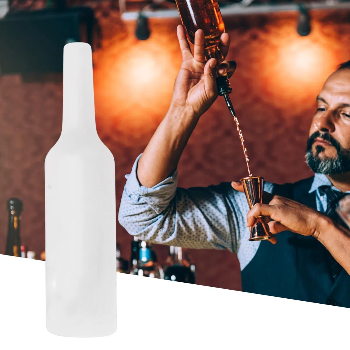 Omabeta Bottiglia da barista, comoda bottiglia resistente alle cadute, semplice pulizia in silicone, per allenamento (bianco)