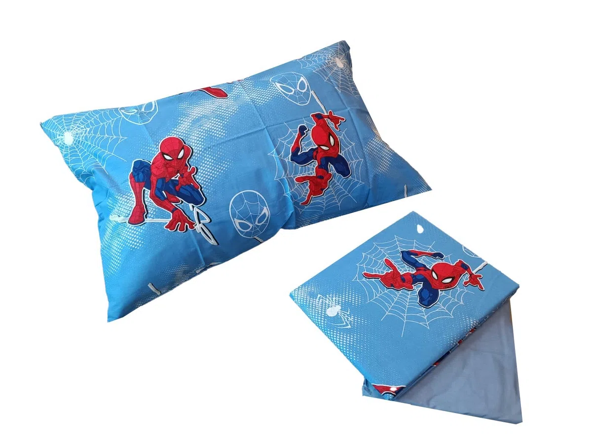 Set Lenzuola Letto Singolo Spiderman, Completo Letto, Lenzuolo Sopra, Lenzuolo Con Angoli, Federa, Blu, 100% Cotone, Prodotto Ufficiale