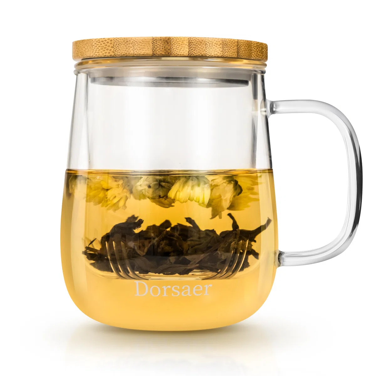 Tazza da tè in vetro da 500 ml con infusore e coperchio, per macerare il tè a casa e in ufficio. Tazze da tè in vetro trasparente con infusore e coperchio