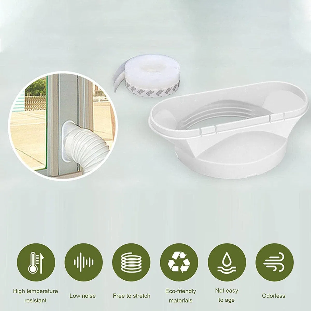 Kit di Scorrimento per finestre Elastiche, Universale per Aria condizionata Portatile, PVC, 1 unità, Bianco Avorio