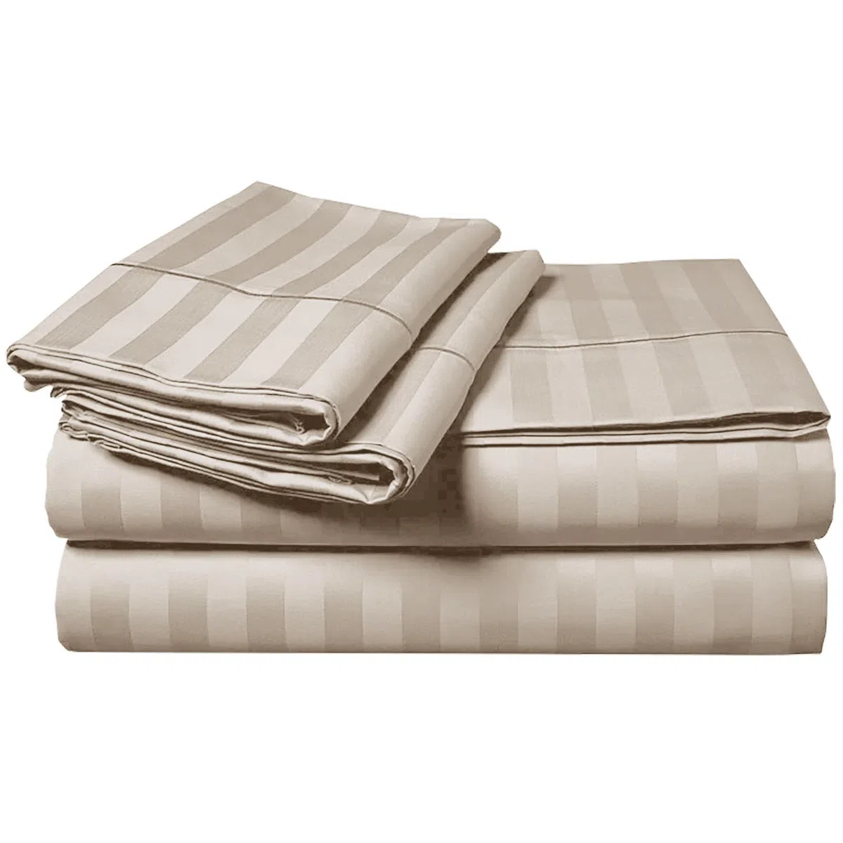 MOONLIGHT20015 Set con copripiumino reversibile per letto matrimoniale, a righe, in raso, set di biancheria da letto matrimoniale con 2 federe, morbido, ipoallergenico, copripiumino (beige, 200 x 200