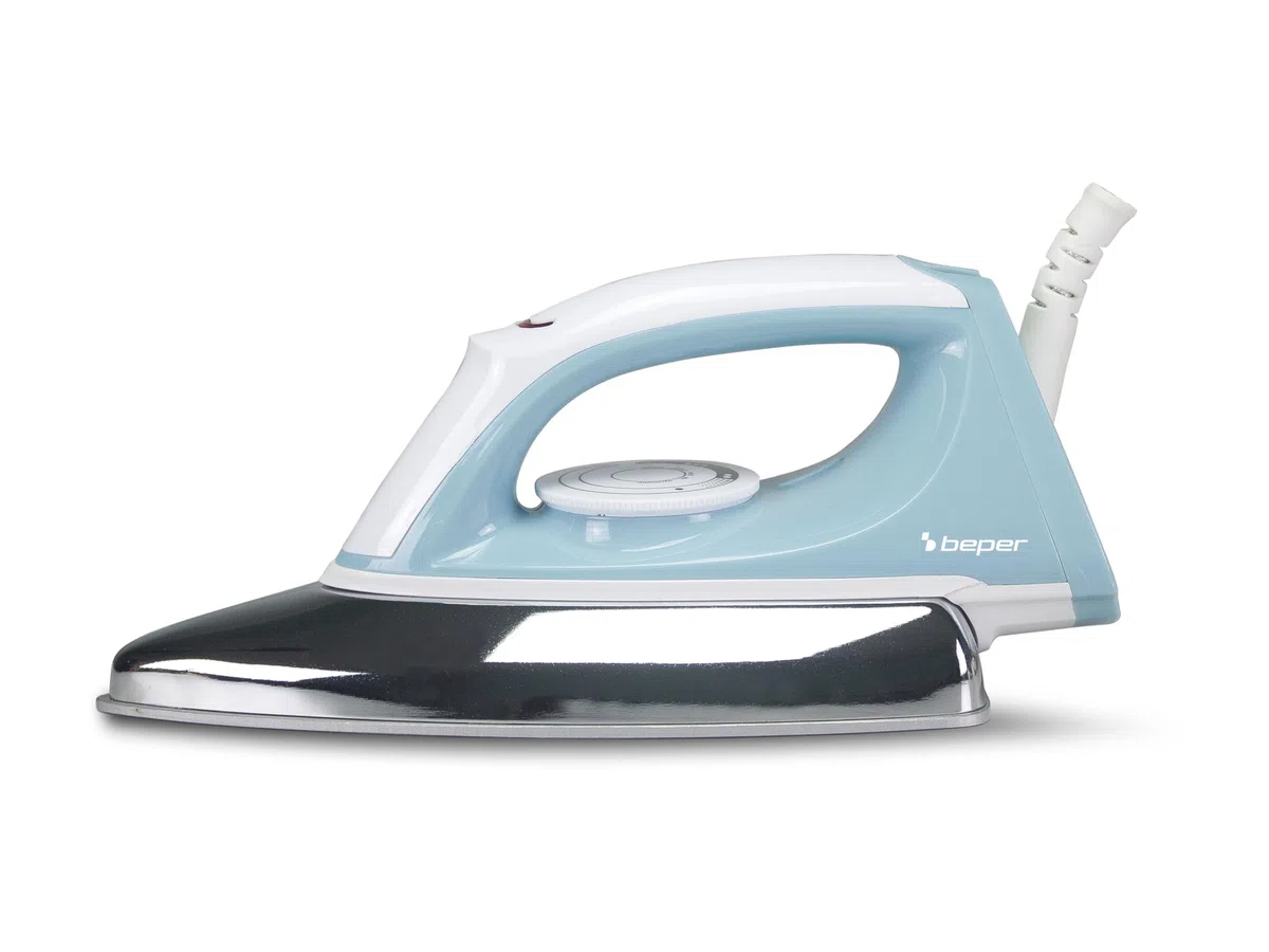 BEPER P204FER250 Ferro da stiro a secco, Ideale per tessuti delicati, Piastra antiaderente, Cavo girevole e antipiega, 1300W