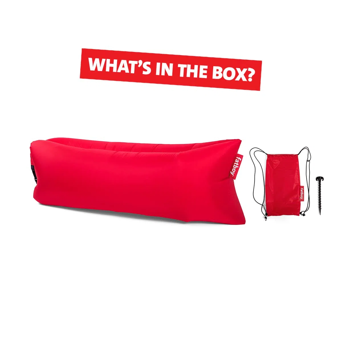 Fatboy Lamzac 3.0 - Divano gonfiabile per adulti e bambini, divano da campeggio, divano letto pigro ad aria, 200 x 90 x 50 cm, senza pompa necessaria, per uso interno ed esterno, Rosso