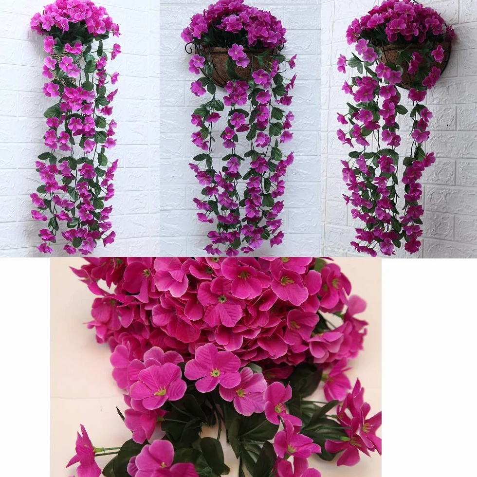 Glicine Artificiale, Fiori di Edera Viola Finti,Fiori di Vite Pendenti Artificiali Realistici,Ghirlanda Di Glicine Finto Vite per Decorazioni Floreali per Matrimoni All'aperto Da Giardino
