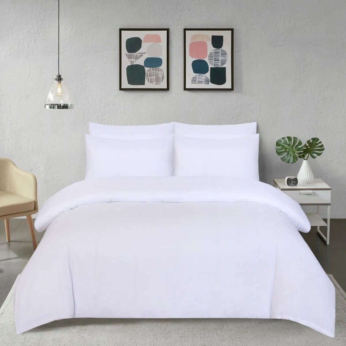 Set copripiumino in 100% poliestere-cotone, 200 fili, Palin, tinto, con federe, senza stiratura, set di biancheria da letto facile da curare, letto singolo, misura Super King Size (letto matrimoniale