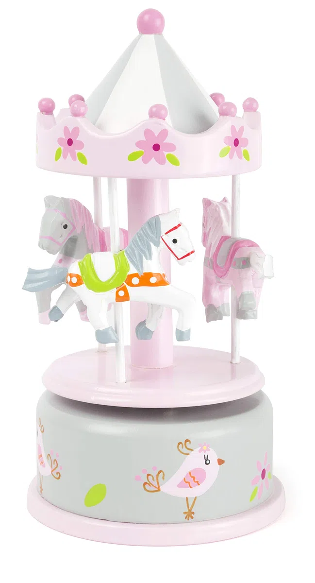 Small Foot 11230 Carillon per Bambini giostra dei Cavalli, in Legno, con Melodia, Ideale Come Ninna Nanna