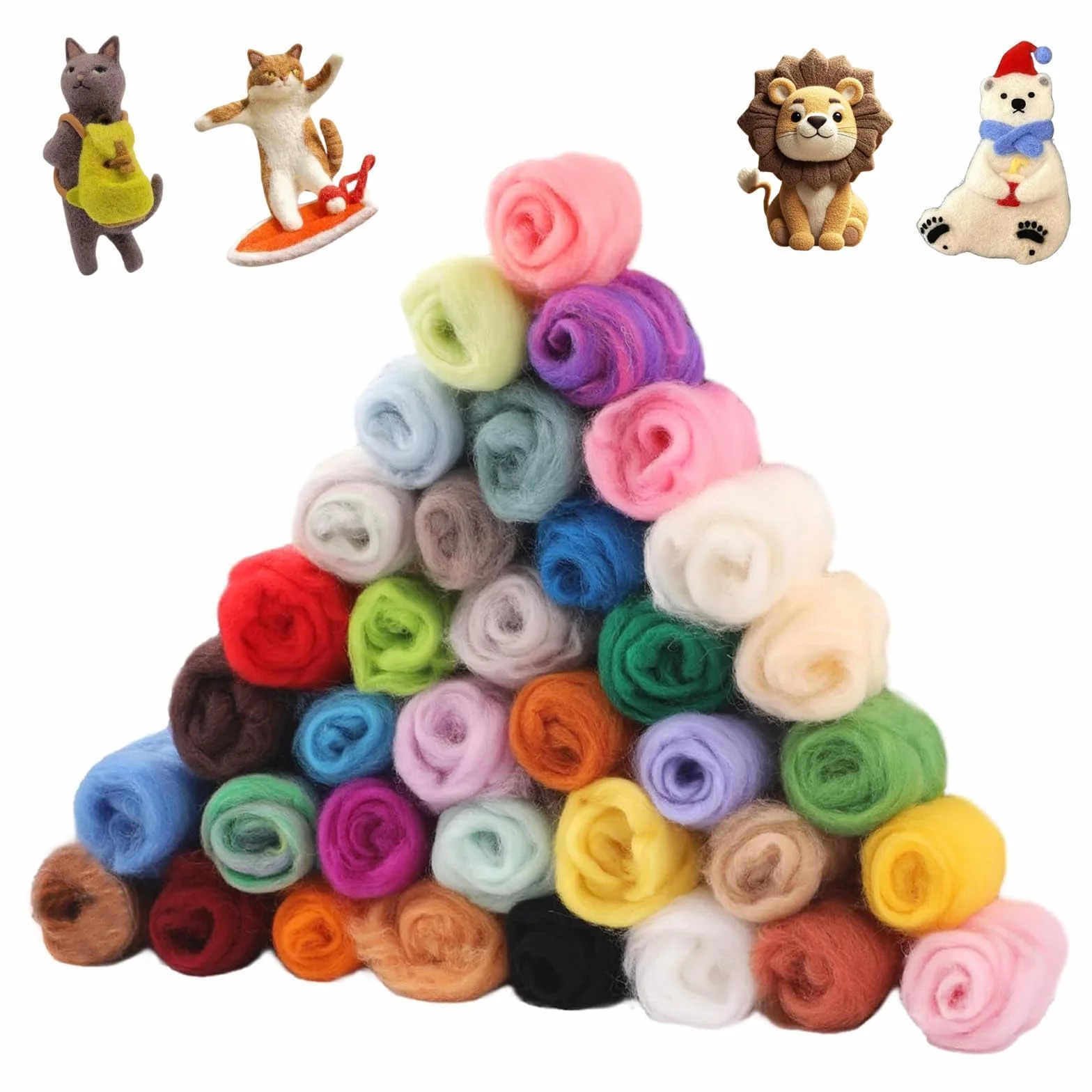 Feltro in 36 Feltro Colorato Colori Di Lana, Lana Per Infeltrire, Creazioni Artigianali, Adatto Per Lavorare A Maglia E Infeltrimento Bagnato