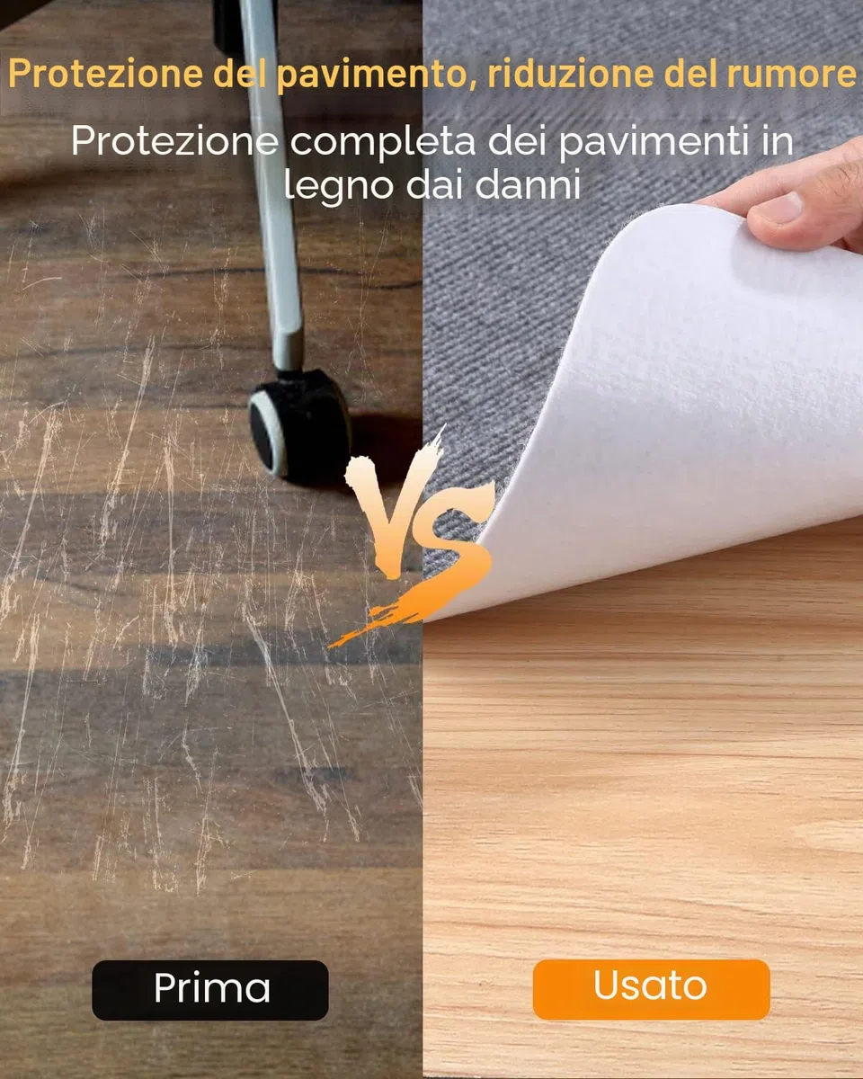 Tappetino per sedia da ufficio, 90 x 120 cm, grigio chiaro, per pavimenti duri, antigraffio, per sedie da scrivania, per pavimenti in laminato