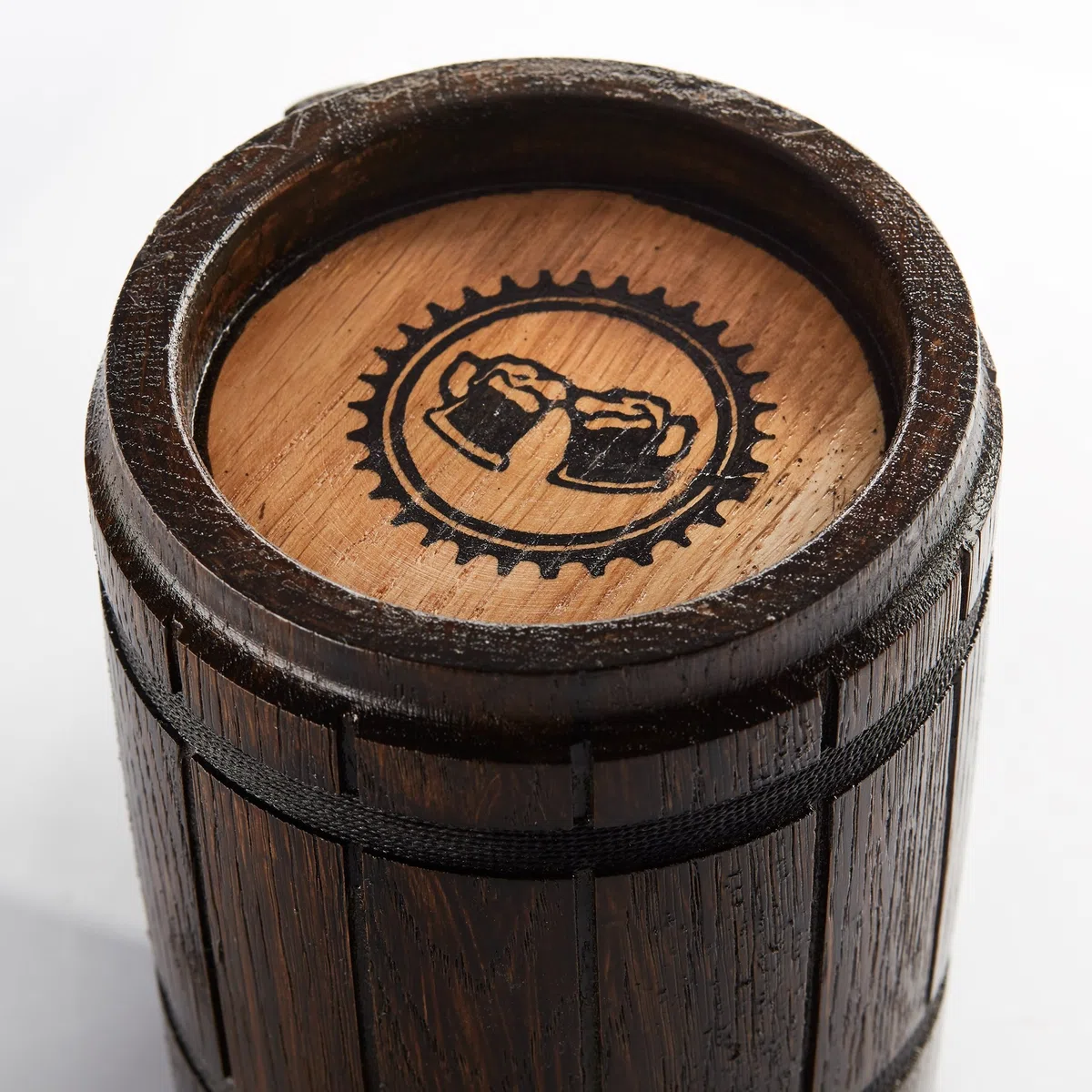 Boccale Birra Legno - in quercia - fatto a mano con sorprendente maestria e materiali di qualitŕ - foderato in metallo - Resistente - Robusto - Di Lunga Durata