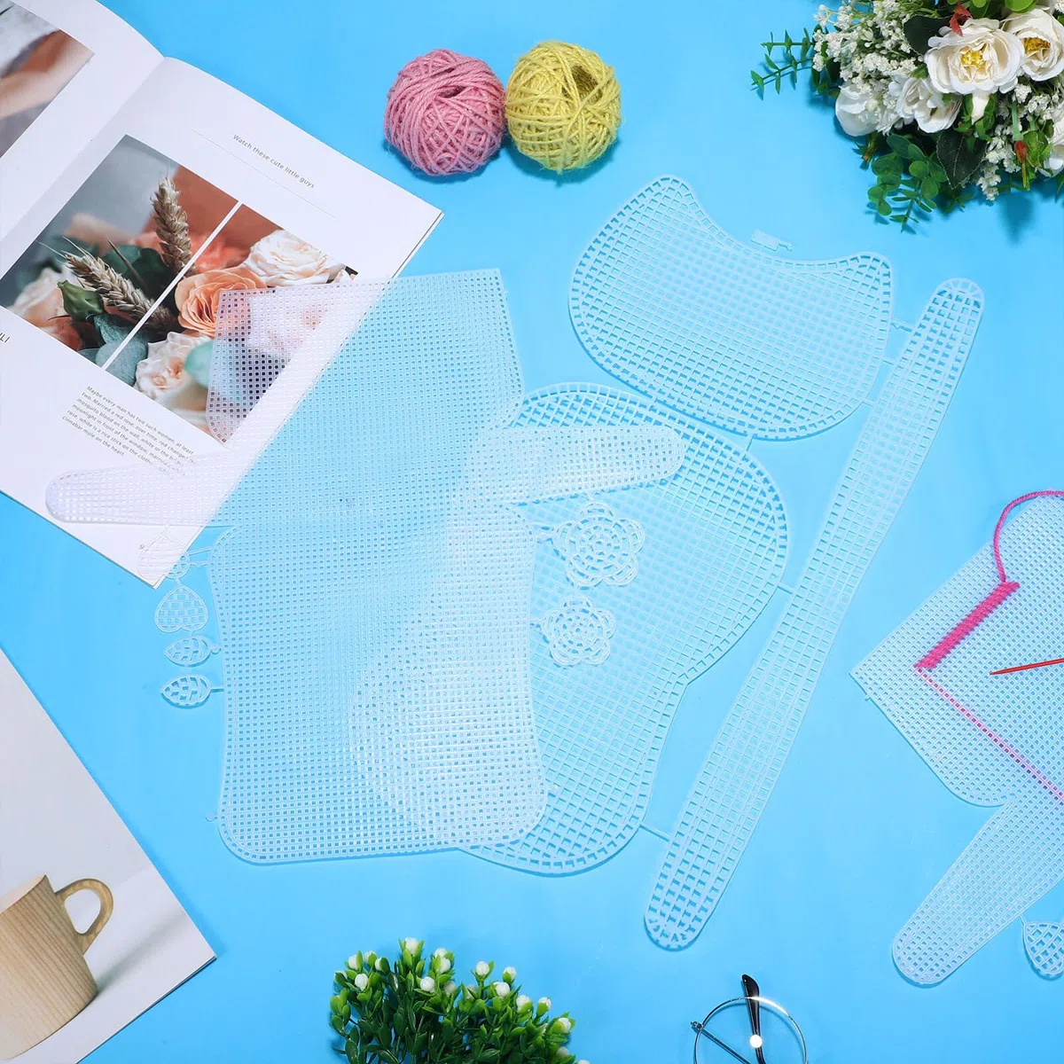 SHINEOFI 6 Fogli di Tela di Tela A Rete di Plastica Fogli di Tela per Borsa all'Uncinetto per Realizzare Borse all'Uncinetto Progetti di Lavorazione di Filati Acrilici con Borsetta Fai da