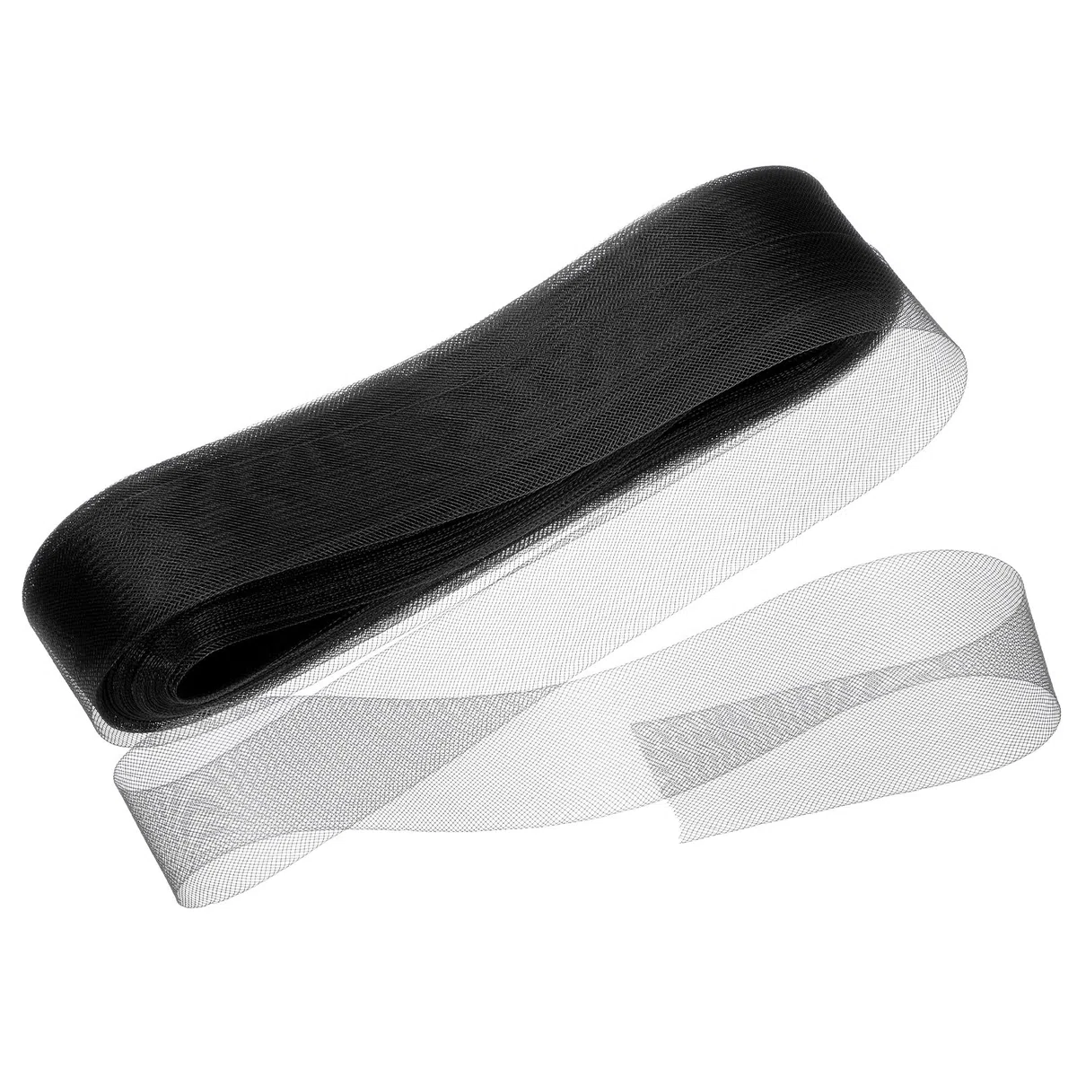 M METERXITY Passamaneria Rigida Crine 5cm di Larghezza 50 Iarde Rotolo di Passamaneria Crine Poliestere Morbido per Abito Sposa/Abito Formale Ballo/Accessori Gonna Stecche Cucire [Nero]
