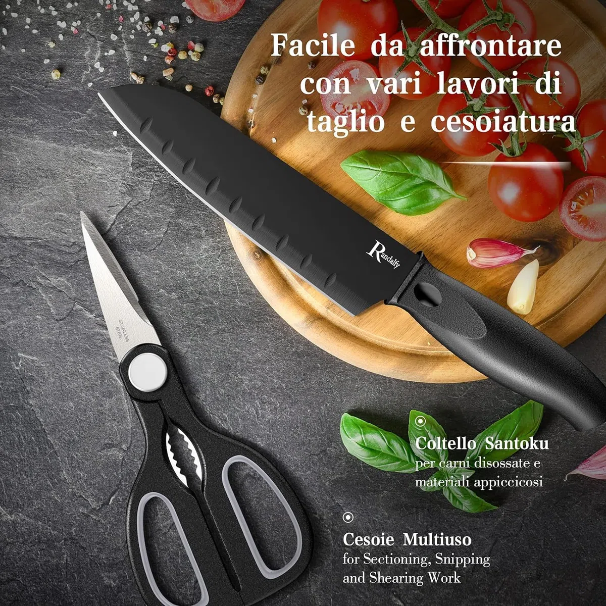 Coltelli da Cucina Professionali 7 Pezzi Accessori Cucina con Coltello Cucina