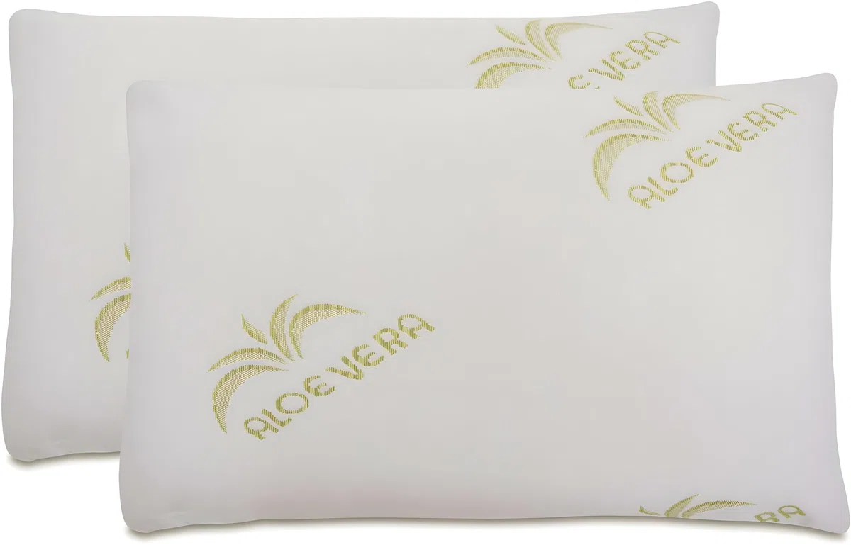Coppia di Cuscini in Memory Foam, Modello Saponetta, Fodera in Aloe Vera, Altezza 13cm