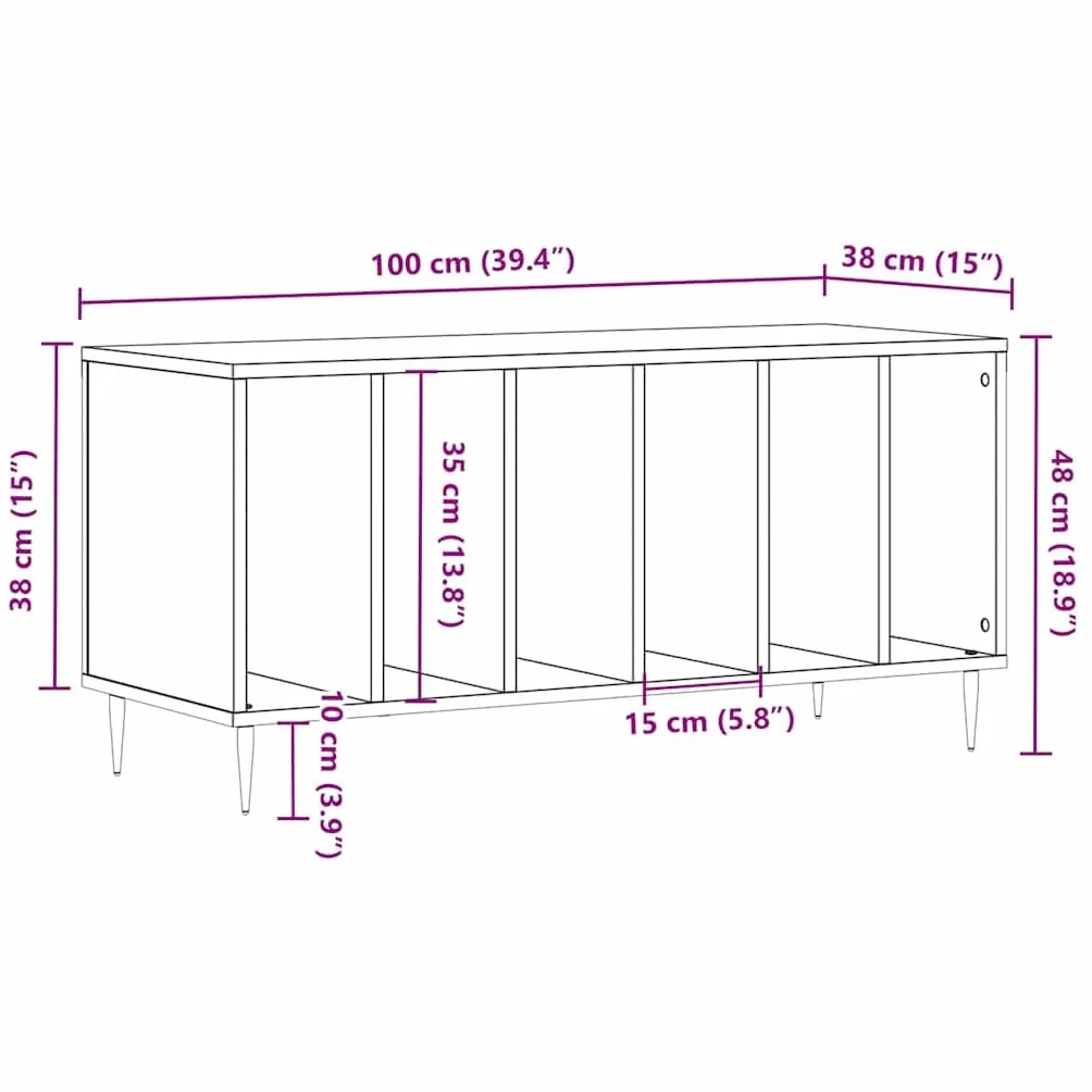 vidaXL Armadio a dischi, supporto giradiscos, credenza da soggiorno moderna in legno di ingegneria Rovere Sonoma