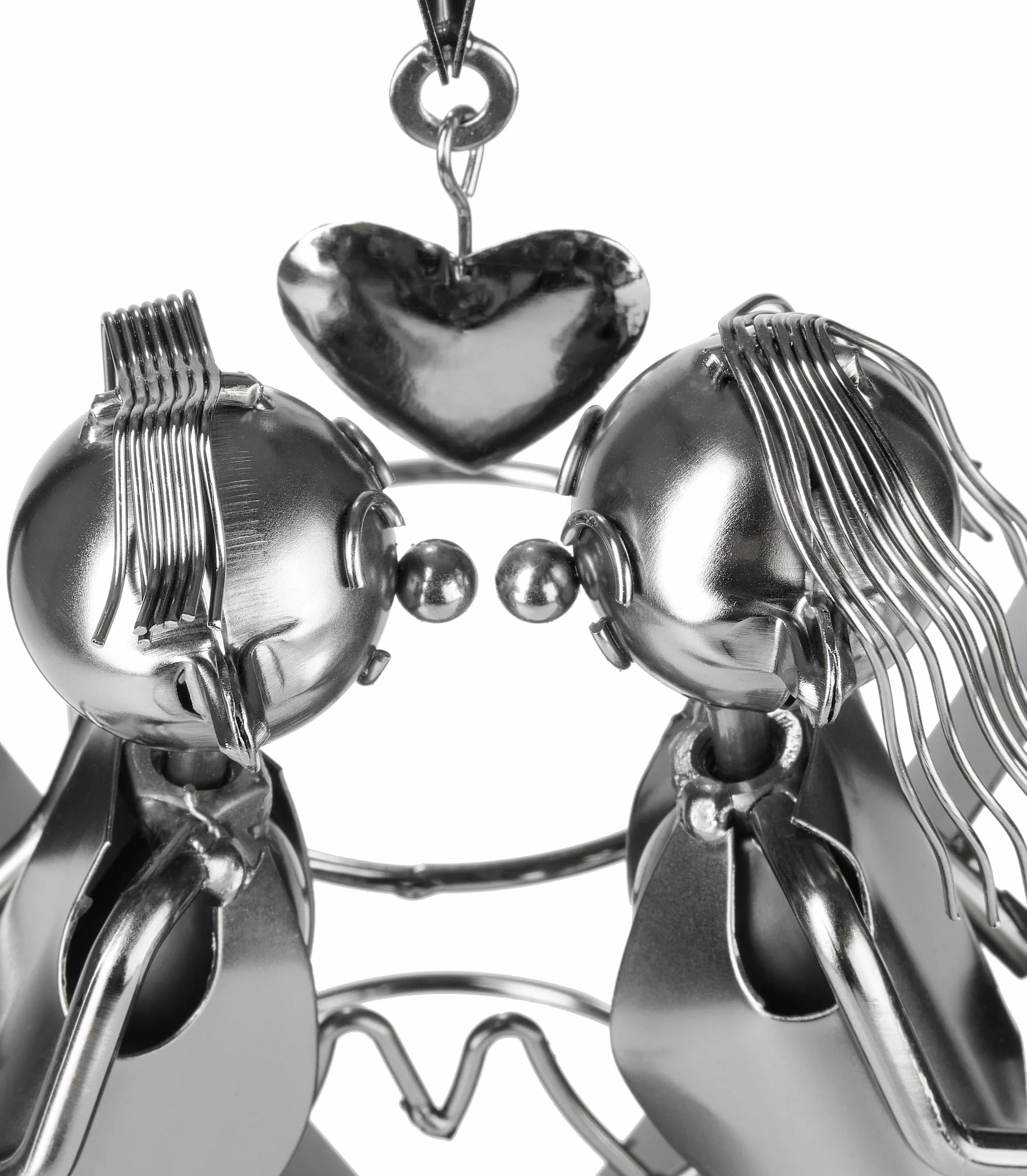 Brubaker Portabottiglie da Vino LOVE Coppia di Innamorati in un Grande Cuore di Metallo - 29 cm Regalo per Coppie al Matrimonio o al Compleanno - Portabottiglie da Vino con Biglietto di Auguri