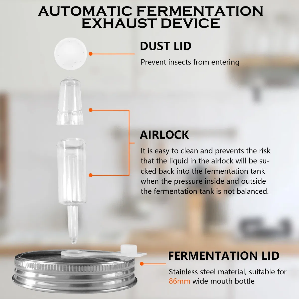 Artcome Set di 32 coperchi di fermentazione con chiusura ad aria, tappi di fermentazione per vasetti grandi a bocca larga