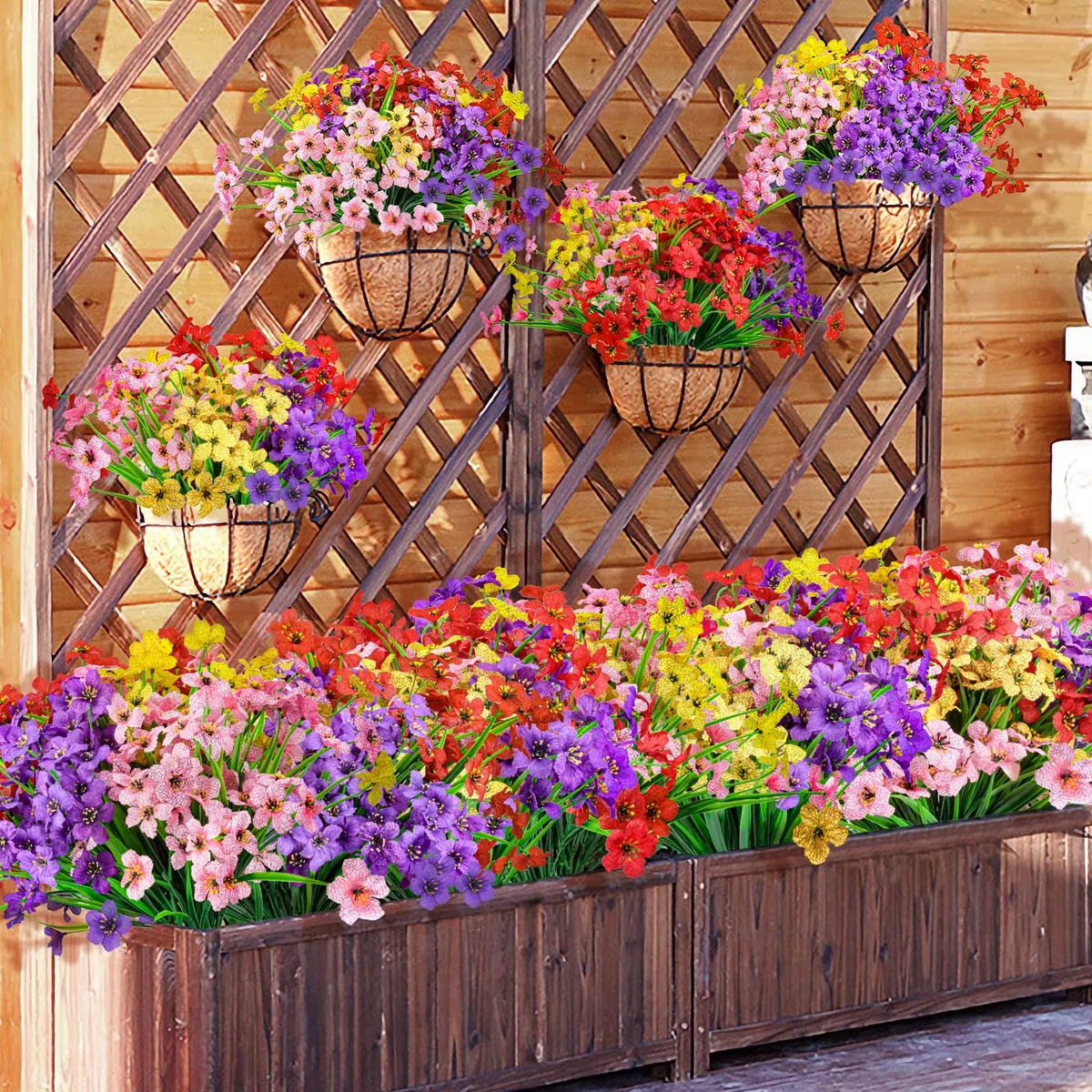 16 Pezzi Fiori Finti Artificiali, Plastica Fiori Finti da Esterno Fiori Artificiali Piante Finte Artificiale per Balconi,Matrimoni,Cascine
