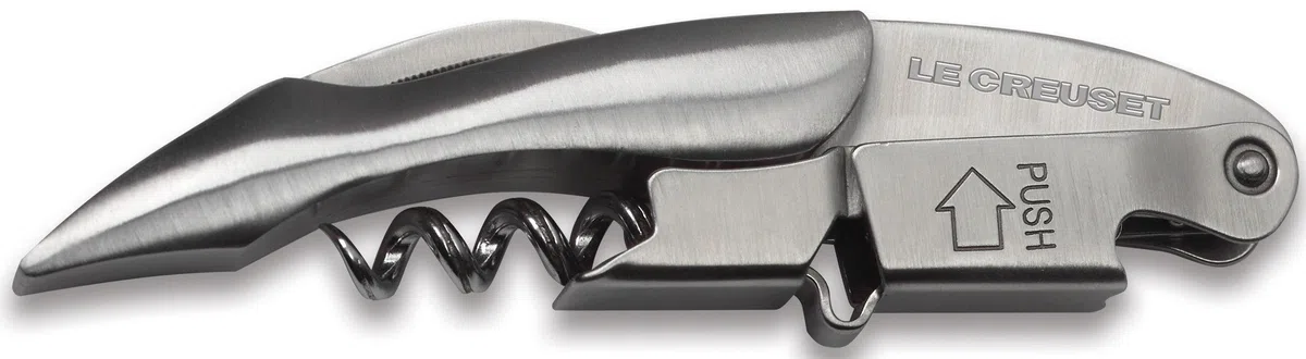 LE CREUSET WT110S Cavatappi Sommelier a Doppia Leva, Stappatura di Bottiglie di Vino, Acciaio Inox, Argento, 59814017808074