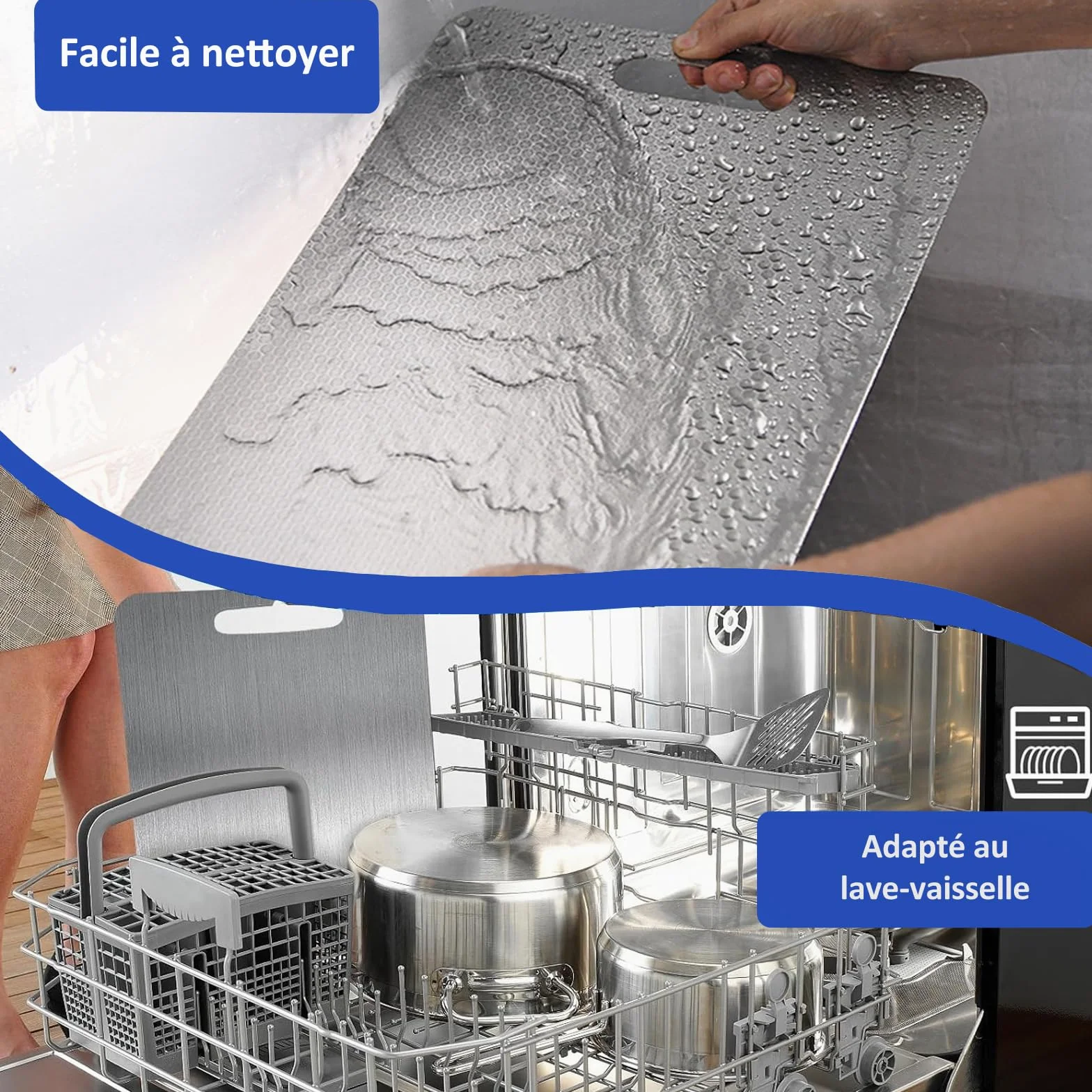 Tagliere Acciaio Inox, Tagliere in Titanio per Cucina, Nuova Versione - Resistente ai Graffi, Completamente Senza BPA, Essere Lavato in Lavastoviglie