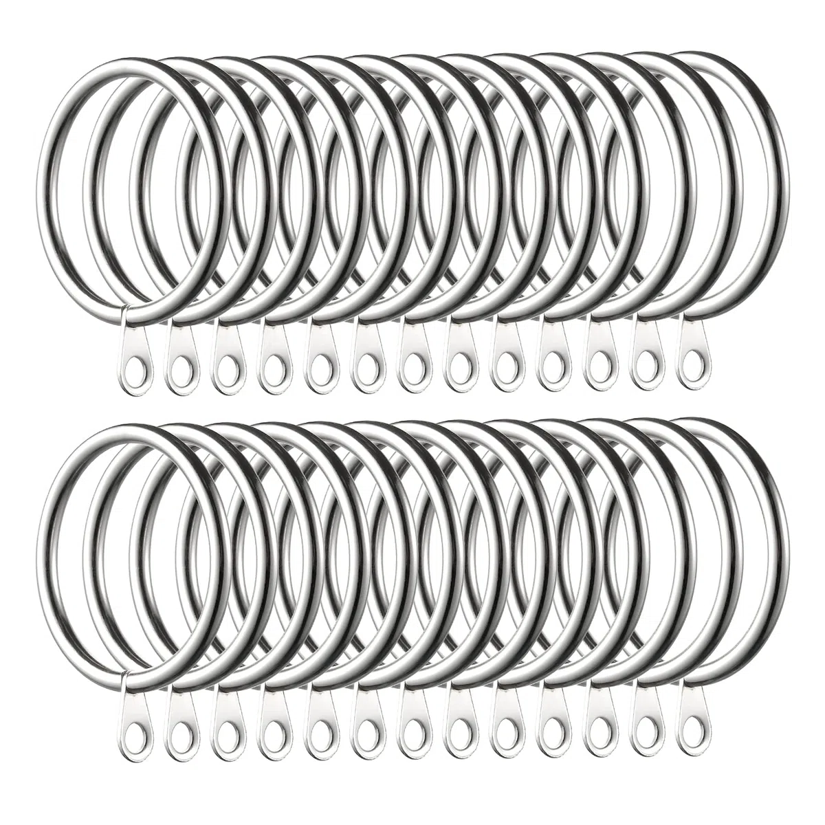 60 Pezzi Anelli per Tende in Metallo Anelli Bastone Tenda Anti Ruggine per Tenda Anelli Appesi per Tende e Canne, 37mm/38mm Diametro Interno (Argento)