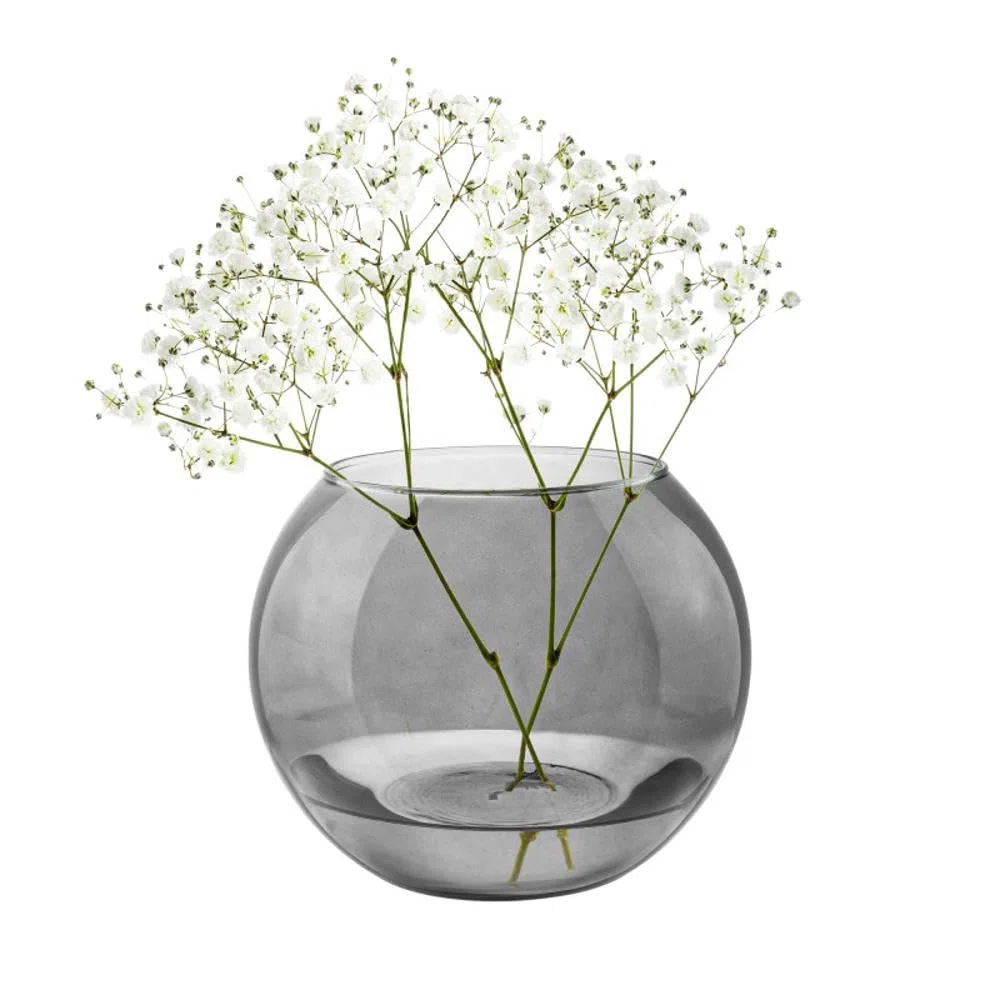 TREND FOR HOME Olivia - Vaso a sfera in vetro, Ø19 cm, altezza 15,5 cm, grigio