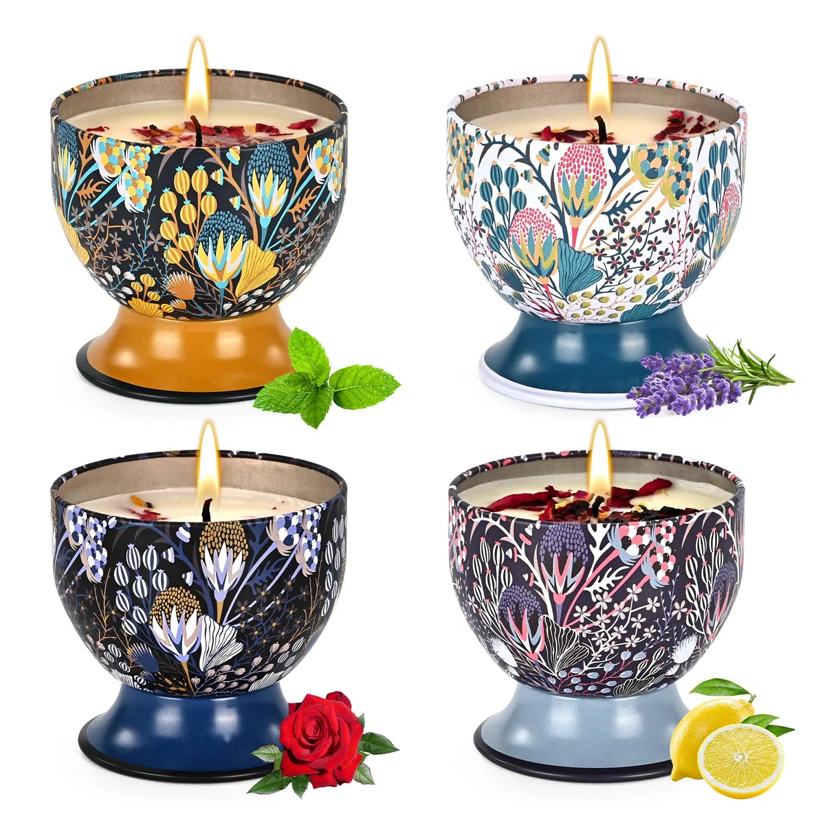 Set regalo di 4 candele profumate,candela per aromaterapia,candela per aromaterapia atossica,candela da viaggio portatile in cera di soia naturale,regali di compleanno,regali per donne/uomini