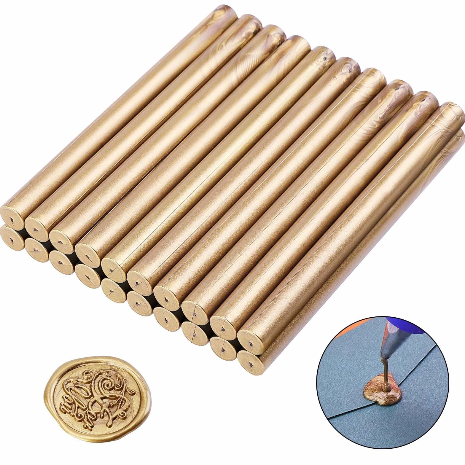 20 Pezzi Bastoncini di Ceralacca per Pistola a Colla per Timbro 11 mm Bastoncini di Cera Sigillante, Ideali per Inviti di Nozze, Buste per Biglietti, Confezioni Regalo, Bronzo