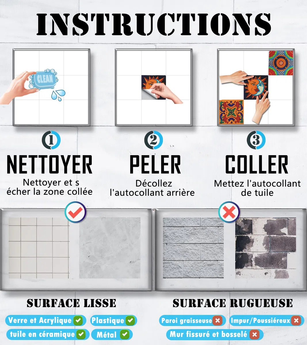 24Pz Adesivi per Piastrelle Decorazione Murale Bagno Cucina Parete Adesivi Impermeabile PVC Adesivi Decorazione - Adesivo 2D con Design retrò in Stile Mosaico (15x15cm)