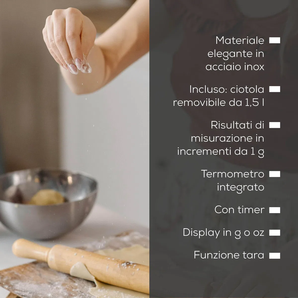 Beurer KS 54 Bilancia da Cucina, con Ciotola in Acciaio Inox Spazzolato Lavabile in Lavastoviglie, Timer Impostabile, Termometro ambientale integrato, Funzione Tara