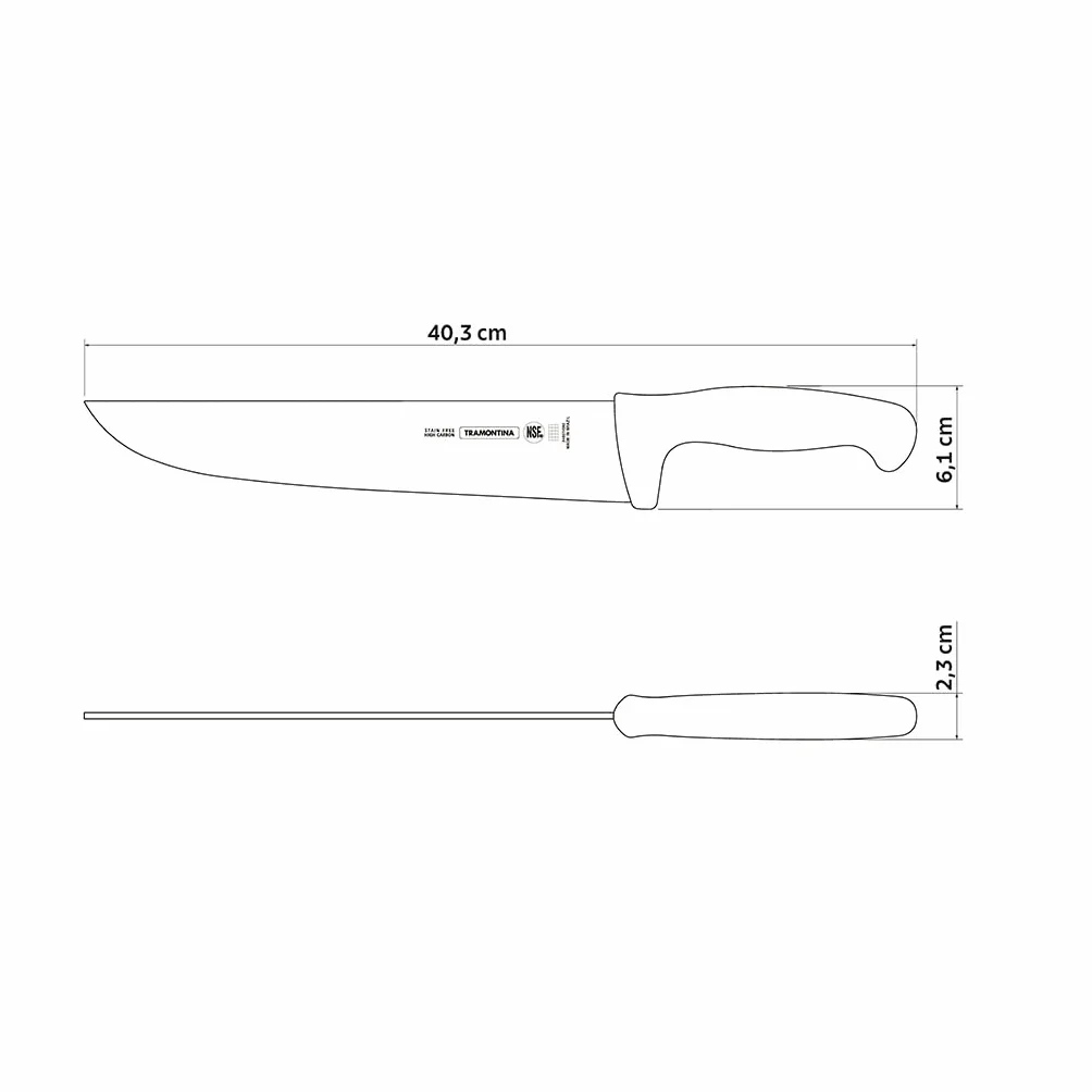 Tramontina Coltello Macellaio Manico in Acciaio Inox e Polipropilene Nero Professional NSF 26,5 cm