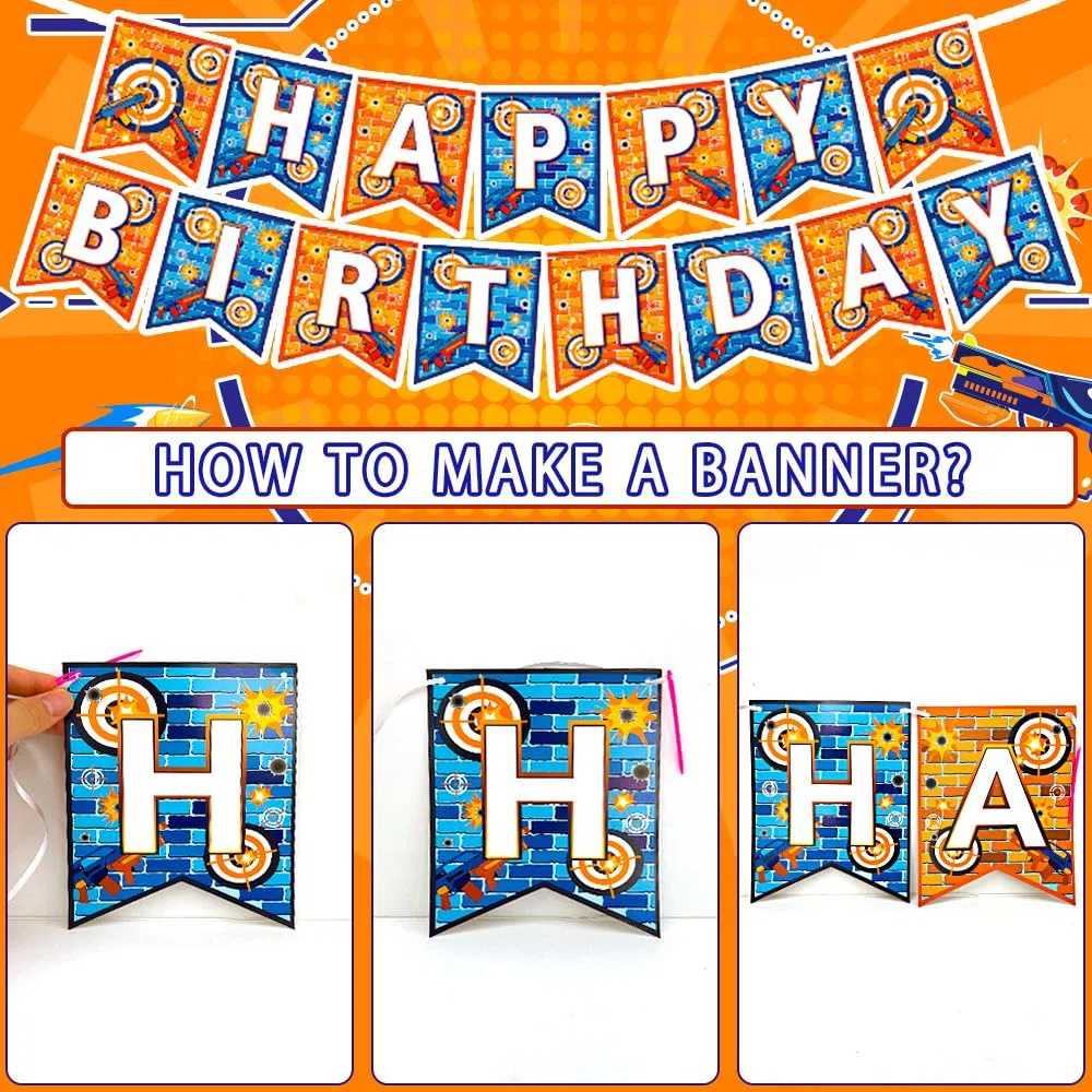 Dart Tema Decorazioni, 100pcs Compleanno & Stoviglie per Feste Compleanno Freccette, Piatto Forniture Bicchieri Striscione Palloncini etc Forniture per Feste a Tema Guerra Freccette