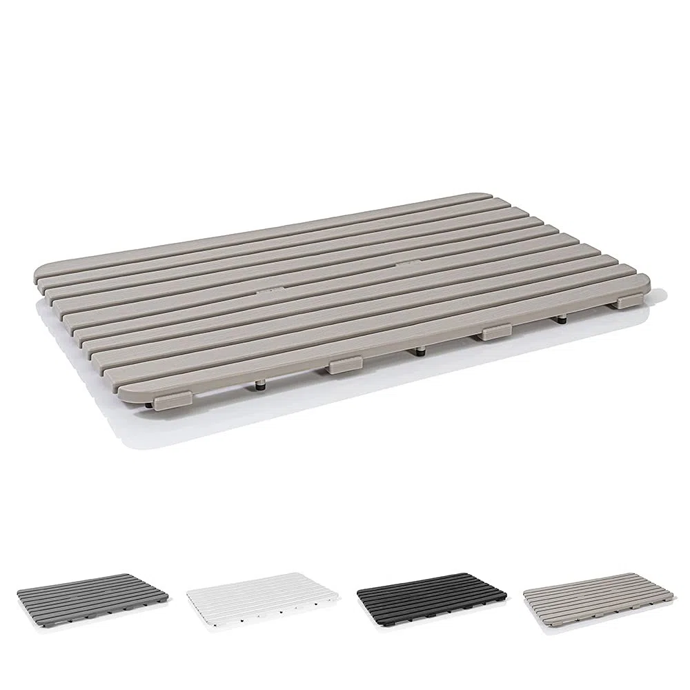 Pedana Doccia Antiscivolo Rettangolare, 80x50x2.5 cm, PP Alta Resistenza Ideale per Interno Esterno (Tortora)