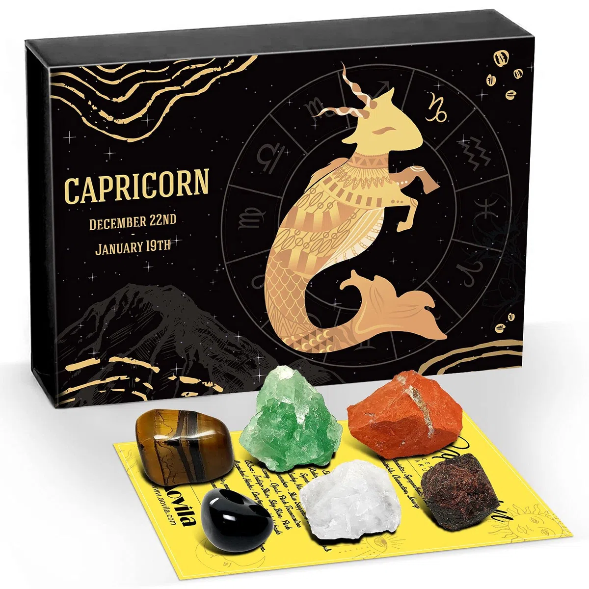 Aovila Regalo di Compleanno per Donna Cristallo Pietra Portafortuna Segno Zodiacale Capricorno Regalo Zodiaco Oroscopo Astrologia Regalo Anniversario San Valentino per Donna Mamma
