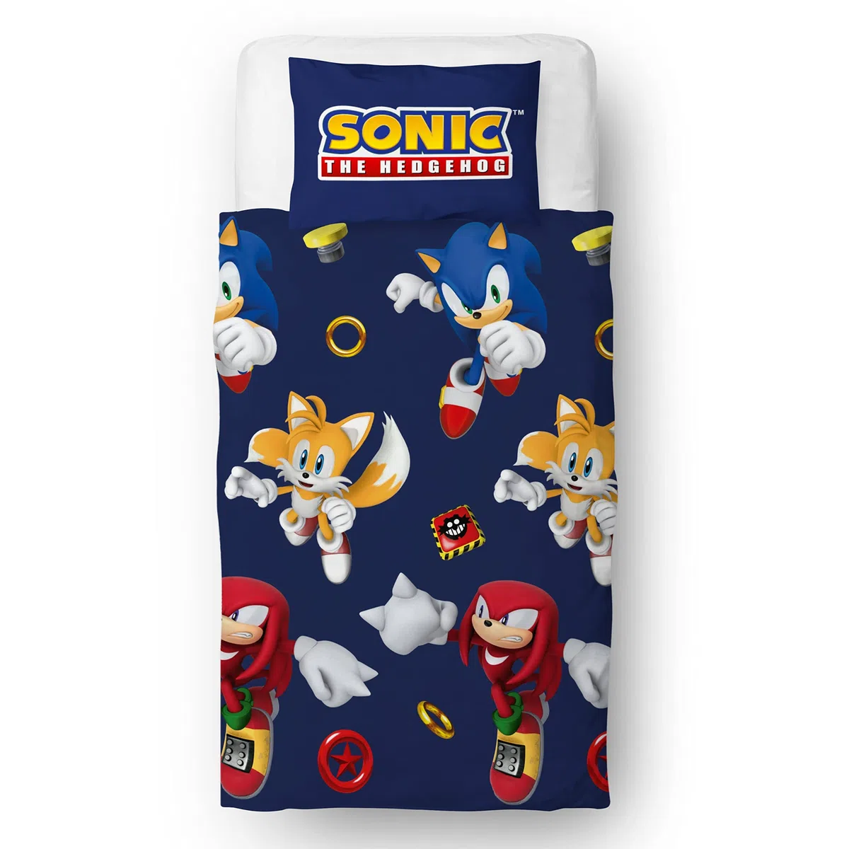 Sonic The Hedgehog, set copripiumino per letto singolo ufficiale con design Jump reversibile su 2 lati, con federa coordinata, set da letto singolo da gioco di Character World Brands | policotone