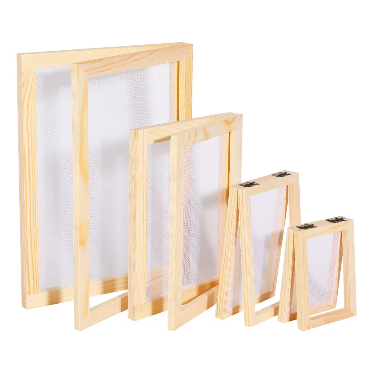 Worown 4 misure (A4, A5, A6 e A7) 2 in 1 schermo in legno per la creazione della carta, stampo per la creazione della carta, cornice in legno per fai da te