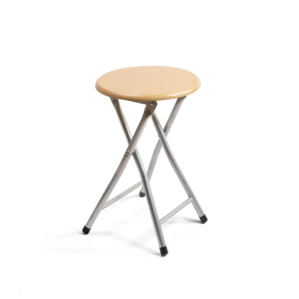 The Secret Home - Sgabello pieghevole in legno, 30 x 45 cm, struttura metallica, ideale per cucina, terrazza o giardino, colore naturale