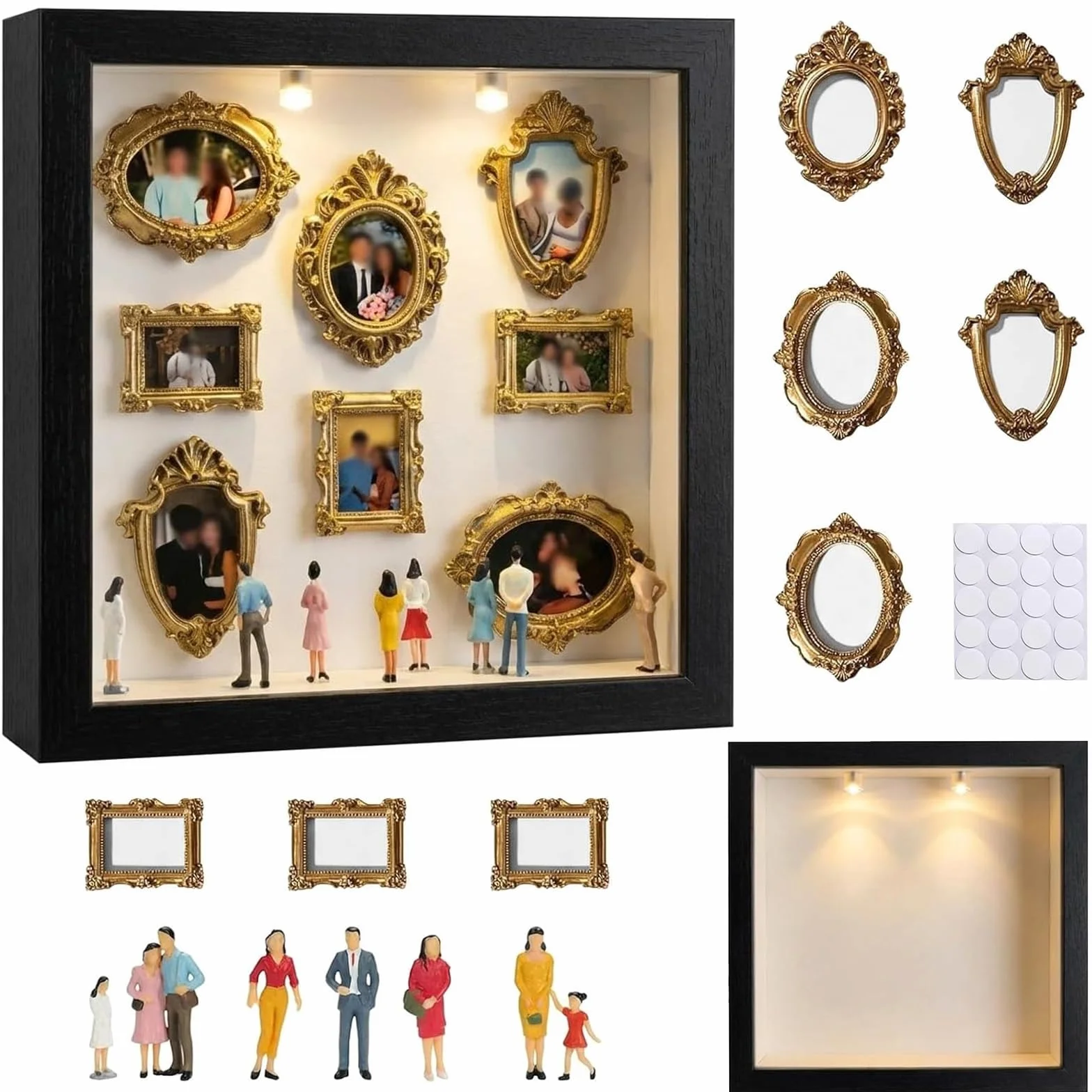 Mini Museum Silhouette Box,Mini Cornici,Cornici Piccole Museo,DIY Shadow Museum Showcase,With Mini Frames and Miniature Figurines,per Matrimoni,Anniversari,Decorazioni per la Casa e L'ufficio